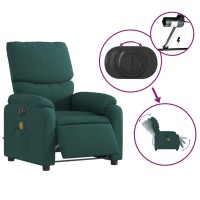 vidaXL Electric Massage Recliner Chair Dark Green Fabric