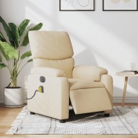 vidaXL Electric Massage Recliner Chair Cream Fabric