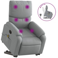 vidaXL Stand up Massage Recliner Chair Light Gray Fabric
