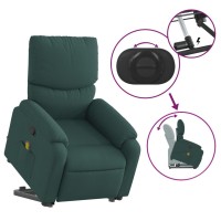 vidaXL Stand up Massage Recliner Chair Dark Green Fabric