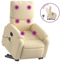 vidaXL Stand up Massage Recliner Chair Cream Fabric