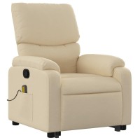 vidaXL Stand up Massage Recliner Chair Cream Fabric