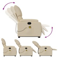 vidaXL Stand up Massage Recliner Chair Cream Fabric