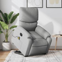 vidaXL Electric Stand up Massage Recliner Chair Light Gray Fabric