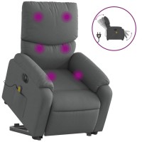 vidaXL Electric Stand up Massage Recliner Chair Dark Gray Fabric