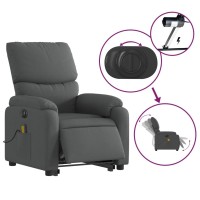 vidaXL Electric Stand up Massage Recliner Chair Dark Gray Fabric