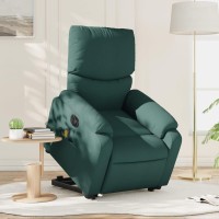 vidaXL Electric Stand up Massage Recliner Chair Dark Green Fabric