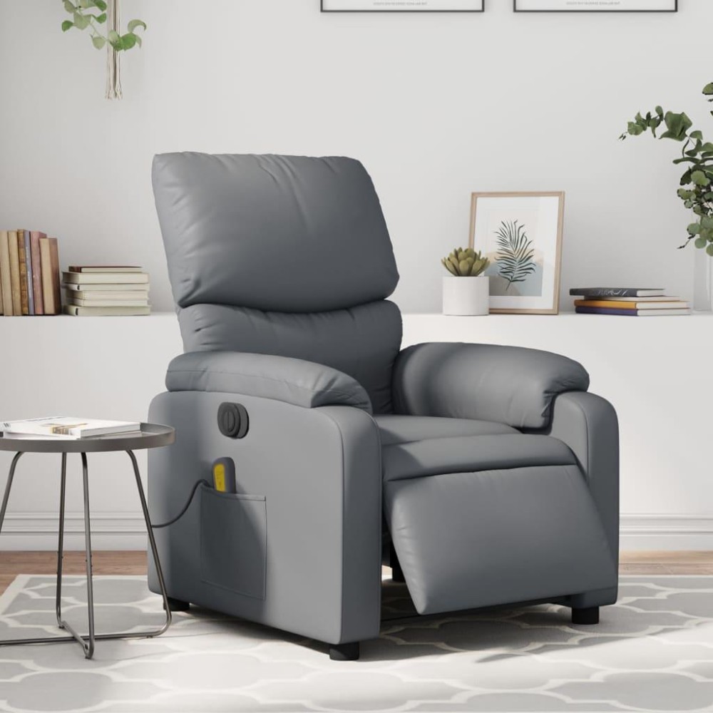 vidaXL Electric Massage Recliner Chair Gray Faux Leather