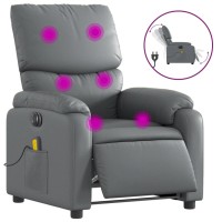 vidaXL Electric Massage Recliner Chair Gray Faux Leather