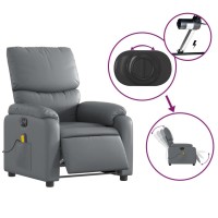 vidaXL Electric Massage Recliner Chair Gray Faux Leather