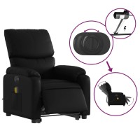 vidaXL Electric Stand up Massage Recliner Chair Black Faux Leather