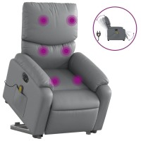 vidaXL Electric Stand up Massage Recliner Chair Gray Faux Leather