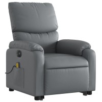 vidaXL Electric Stand up Massage Recliner Chair Gray Faux Leather