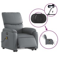 vidaXL Electric Stand up Massage Recliner Chair Gray Faux Leather