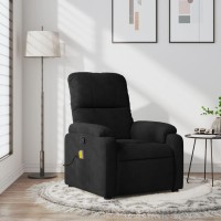 vidaXL Massage Recliner Chair Black Microfiber Fabric