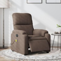 vidaXL Electric Massage Recliner Chair Brown Microfiber Fabric
