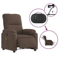 vidaXL Electric Massage Recliner Chair Brown Microfiber Fabric