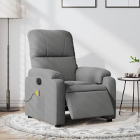 vidaXL Electric Massage Recliner Chair Dark Gray Microfiber Fabric