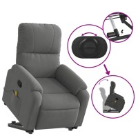 vidaXL Stand up Massage Recliner Chair Dark Gray Microfiber Fabric