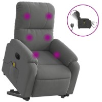 vidaXL Electric Stand up Massage Recliner Chair Dark Gray Microfiber Fabric