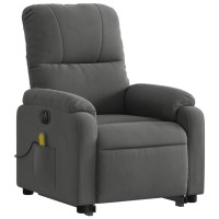 vidaXL Electric Stand up Massage Recliner Chair Dark Gray Microfiber Fabric