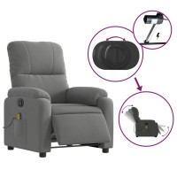 vidaXL Electric Stand up Massage Recliner Chair Dark Gray Microfiber Fabric