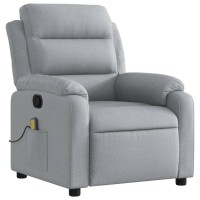 vidaXL Massage Recliner Chair Light Gray Fabric