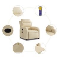 vidaXL Massage Recliner Chair Cream Fabric