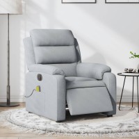 vidaXL Electric Massage Recliner Chair Light Gray Fabric