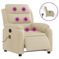 vidaXL Electric Massage Recliner Chair Cream Fabric