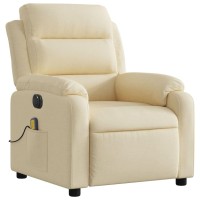 vidaXL Electric Massage Recliner Chair Cream Fabric