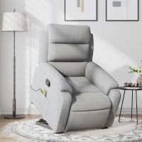 vidaXL Stand up Massage Recliner Chair Light Gray Fabric