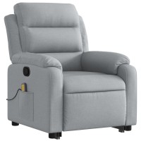 vidaXL Stand up Massage Recliner Chair Light Gray Fabric