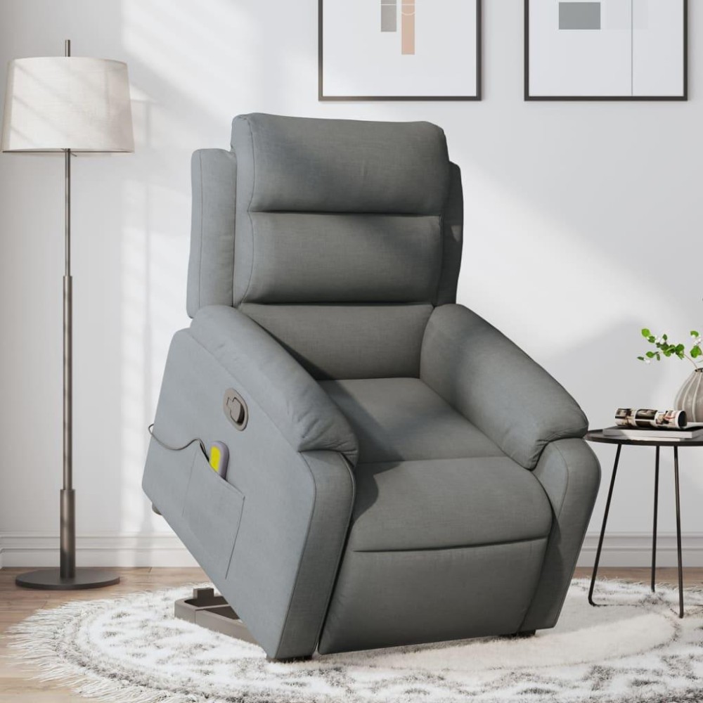 vidaXL Stand up Massage Recliner Chair Dark Gray Fabric