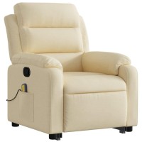 vidaXL Stand up Massage Recliner Chair Cream Fabric