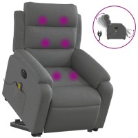 vidaXL Electric Stand up Massage Recliner Chair Dark Gray Fabric