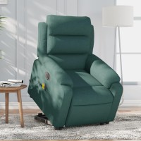 vidaXL Electric Stand up Massage Recliner Chair Dark Green Fabric