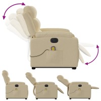 vidaXL Electric Stand up Massage Recliner Chair Cream Fabric