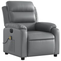 vidaXL Electric Massage Recliner Chair Gray Faux Leather