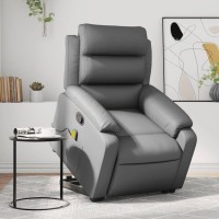 vidaXL Stand up Massage Recliner Chair Gray Faux Leather