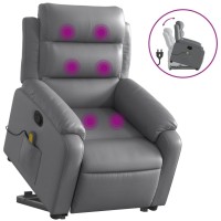 vidaXL Stand up Massage Recliner Chair Gray Faux Leather