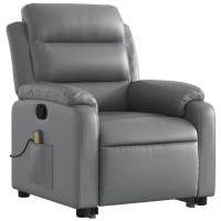 vidaXL Stand up Massage Recliner Chair Gray Faux Leather