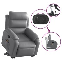 vidaXL Stand up Massage Recliner Chair Gray Faux Leather