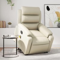 vidaXL Electric Stand up Massage Recliner Chair Cream Faux Leather