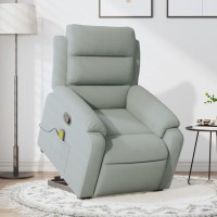 vidaXL Stand up Massage Recliner Chair Light Gray Velvet