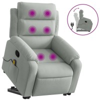 vidaXL Stand up Massage Recliner Chair Light Gray Velvet