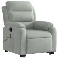 vidaXL Stand up Massage Recliner Chair Light Gray Velvet