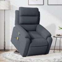 Vidaxl Stand Up Massage Recliner Chair Dark Gray Velvet