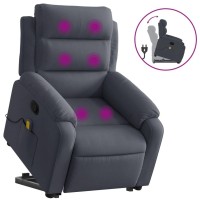 Vidaxl Stand Up Massage Recliner Chair Dark Gray Velvet