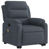 Vidaxl Stand Up Massage Recliner Chair Dark Gray Velvet